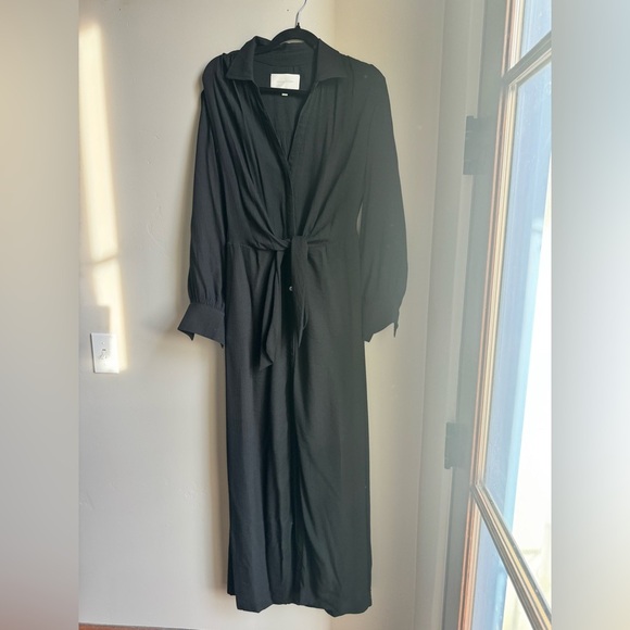 Brochu Walker Black Tie Waist Maxi Dress S Minimalist Luxe Resort Chic modern - Picture 3 of 10
